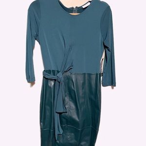 Green faux leather dress